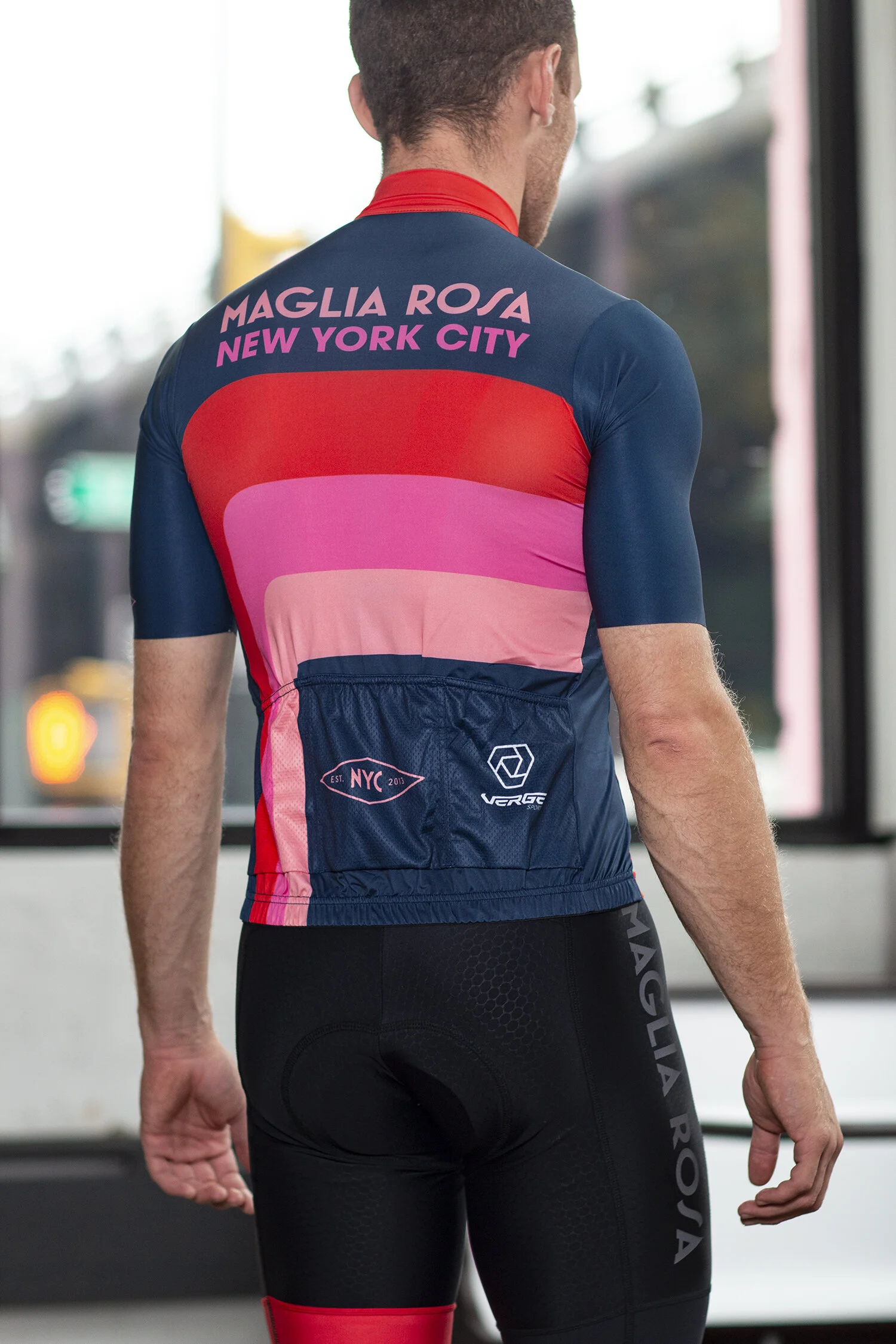 Maglia Rosa NYC Men's Short Sleeve Jersey - Navy/Red/Pink Edition